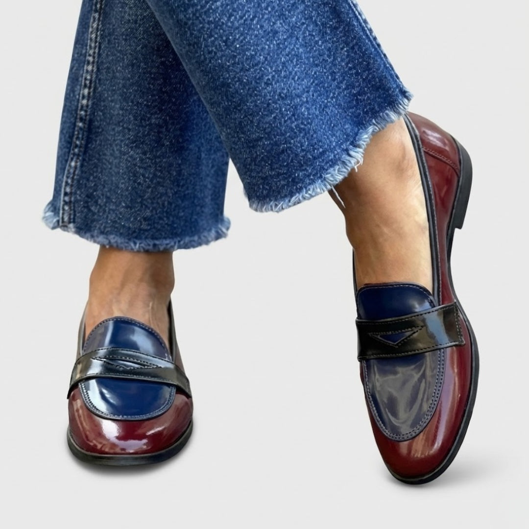 Beatriz | Mocasines Negros de Charol Mujer Bicolor