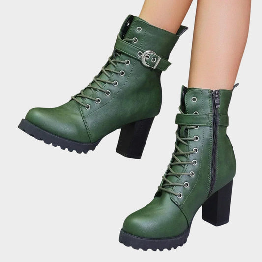 Berta | Botines con Cordones Tacón Bloque Mujer Hebilla