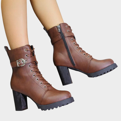 Berta | Botines con Cordones Tacón Bloque Mujer Hebilla