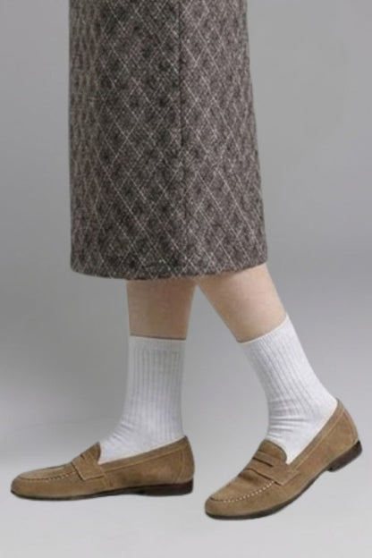 Berta | Mocasines de Ante Penny Loafer Mujer Suela Plana