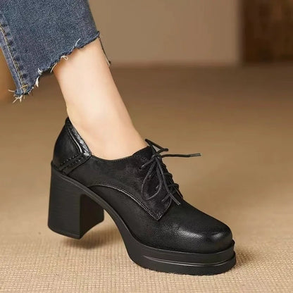 Candela | Zapatos Oxford de Tacón Bloque Mujer Cordones Plataforma