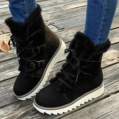 Carla | Botas de Invierno Forradas Mujer Planas con Cordones