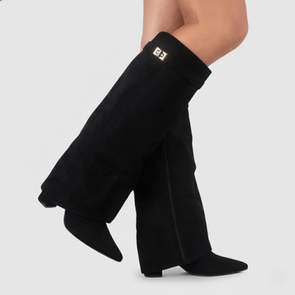 Cayetana | Botas Altas de Ante Mujer Caña Alta Tacón