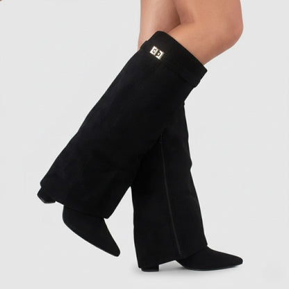Cayetana | Botas Altas de Ante Mujer Caña Alta Tacón