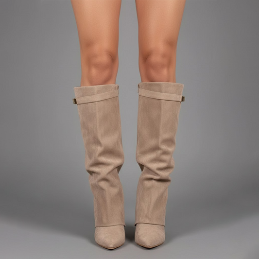 Cayetana | Botas Altas de Ante Mujer Caña Alta Tacón