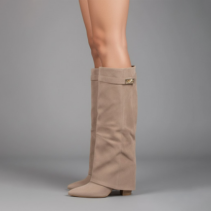Cayetana | Botas Altas de Ante Mujer Caña Alta Tacón