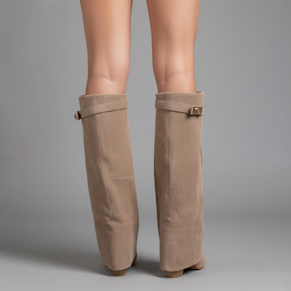 Cayetana | Botas Altas de Ante Mujer Caña Alta Tacón