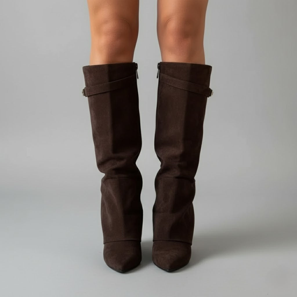 Cayetana | Botas Altas de Ante Mujer Caña Alta Tacón
