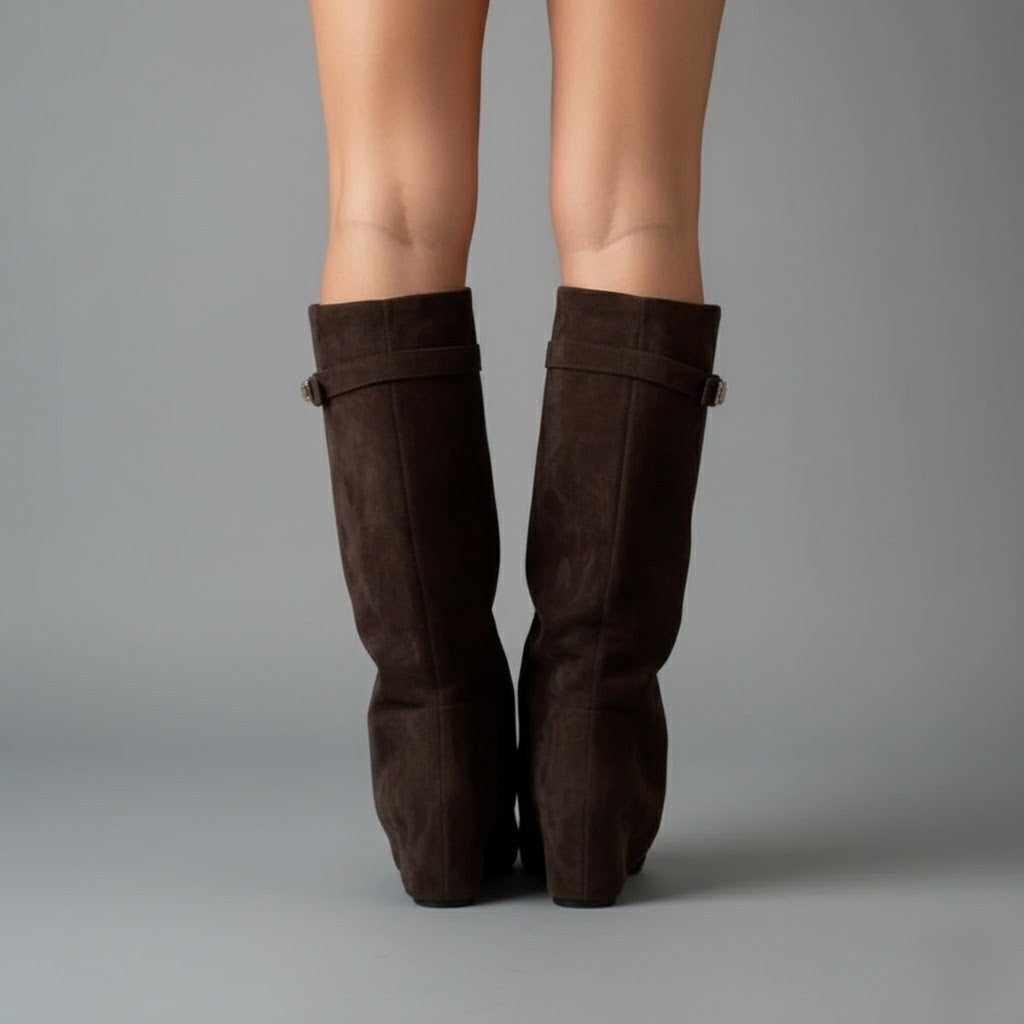 Cayetana | Botas Altas de Ante Mujer Caña Alta Tacón