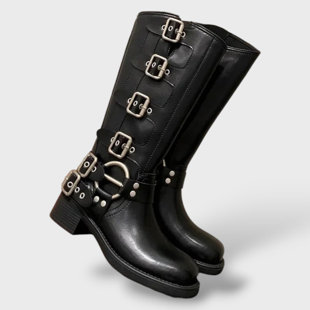 Cayetana | Botas Camperas de Cuero Mujer Caña Alta Hebillas