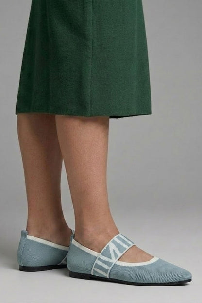 Celeste | Zapatos Mary Jane Planos Mujer Tejido Punto Punta Fina