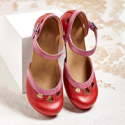 Consuelo | Sandalias de Tacón Bajo Ortopédicas Mujer Hebilla Doble