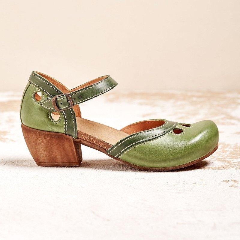Consuelo | Sandalias de Tacón Bajo Ortopédicas Mujer Hebilla Doble