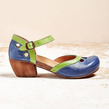Consuelo | Sandalias de Tacón Bajo Ortopédicas Mujer Hebilla Doble