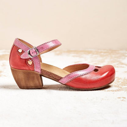 Consuelo | Sandalias de Tacón Bajo Ortopédicas Mujer Hebilla Doble