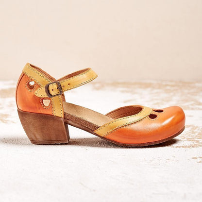 Consuelo | Sandalias de Tacón Bajo Ortopédicas Mujer Hebilla Doble