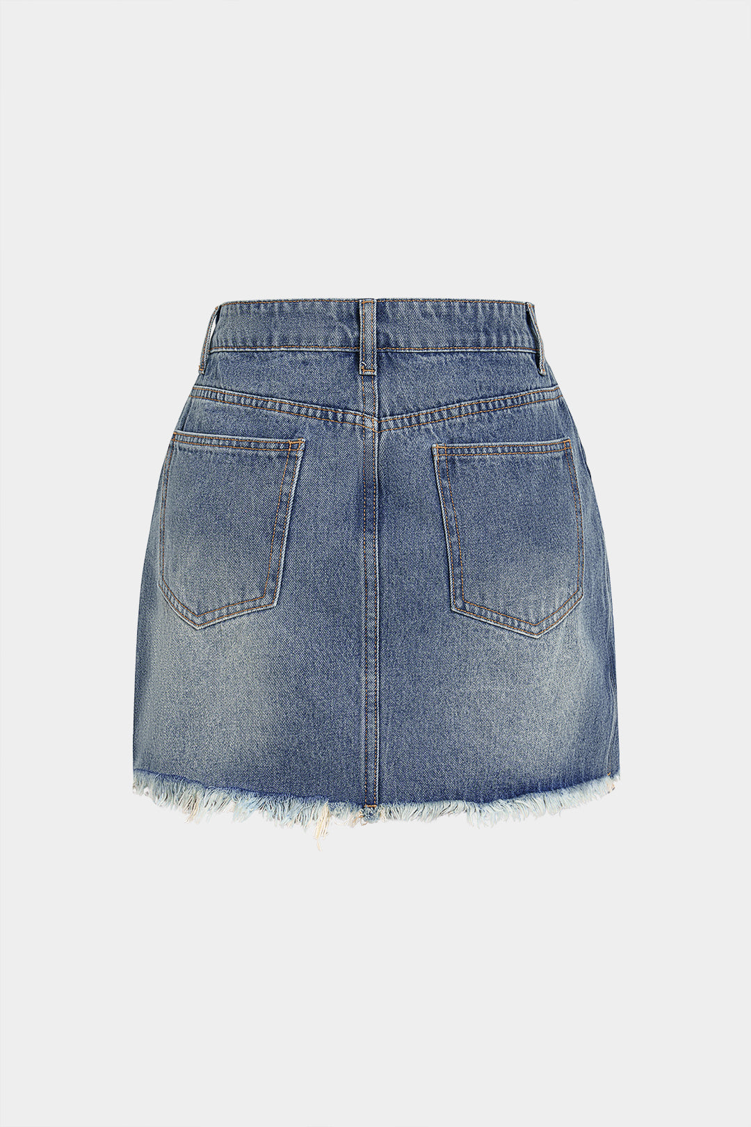 Minifalda Denim con Diseño Asimétrico y Bajo Roto