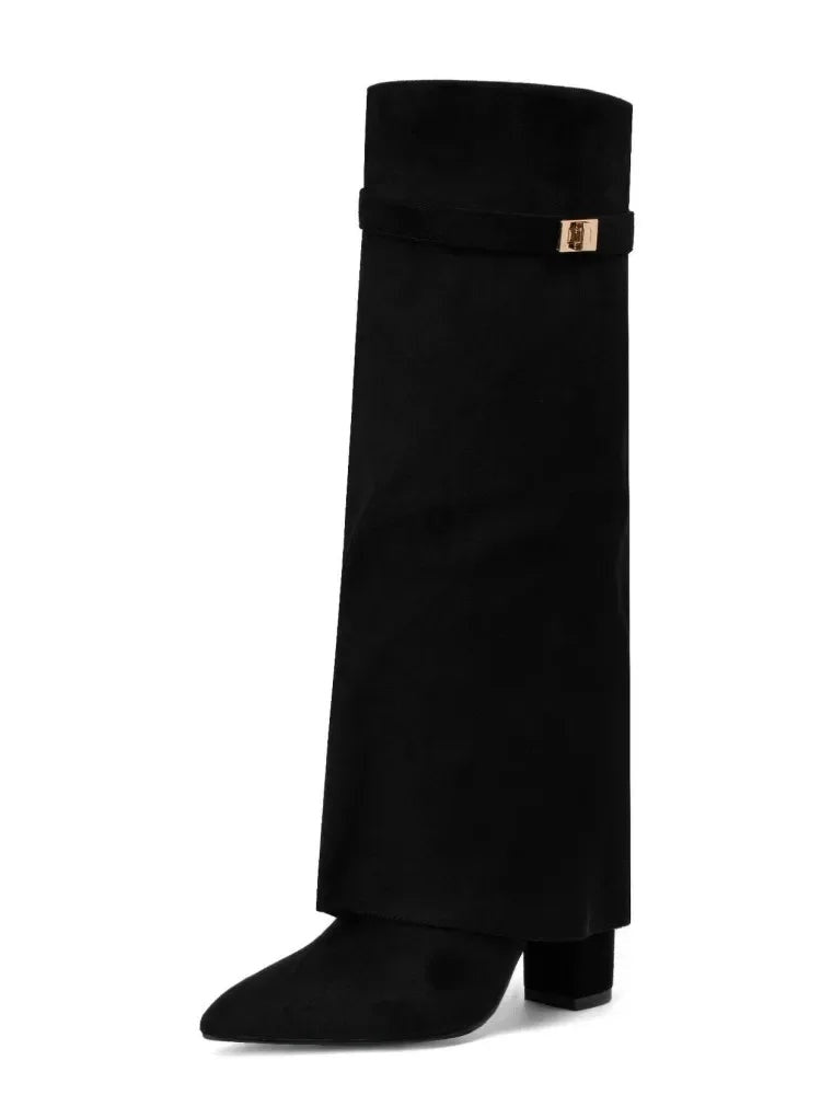 Elvira | Botas Altas de Ante Mujer Caña Alta Hebilla