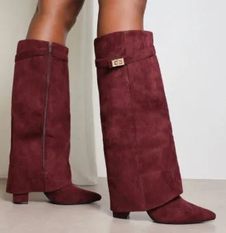 Elvira | Botas Altas de Ante Mujer Caña Alta Hebilla