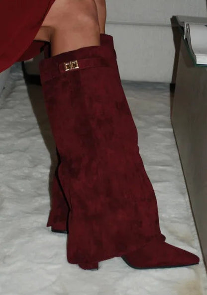 Elvira | Botas Altas de Ante Mujer Caña Alta Hebilla