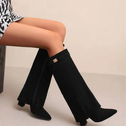 Elvira | Botas Altas de Ante Mujer Caña Alta Hebilla