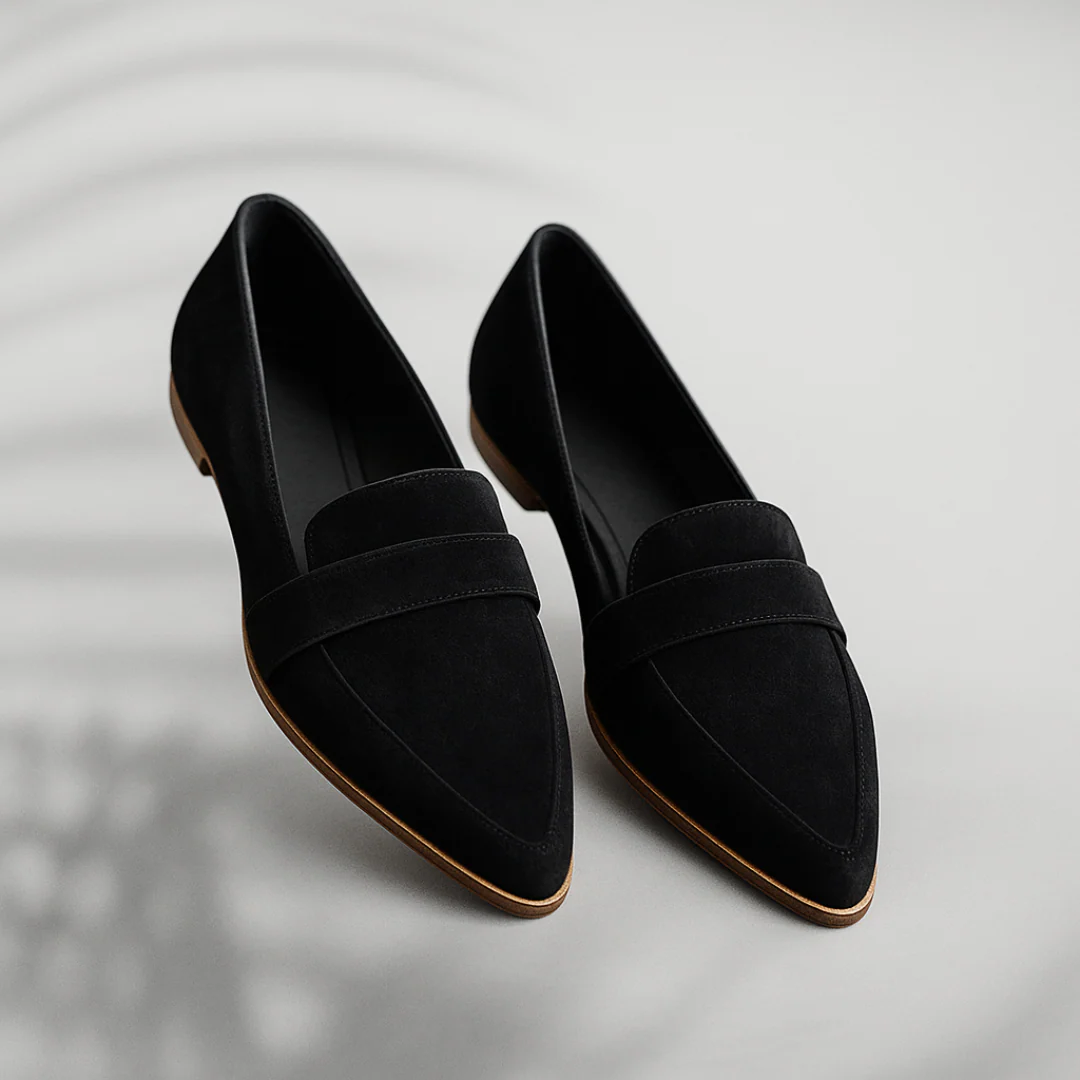 Esther | Mocasines de Ante Punta Fina Mujer Barra Penny