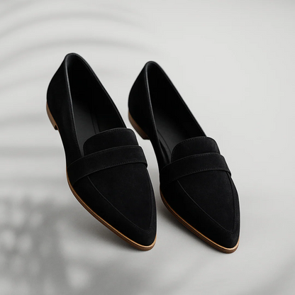 Esther | Mocasines de Ante Punta Fina Mujer Barra Penny
