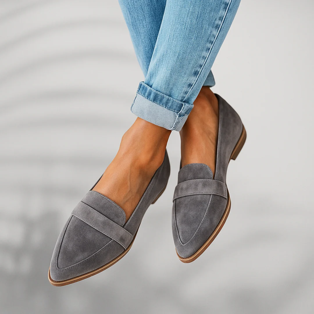 Esther | Mocasines de Ante Punta Fina Mujer Barra Penny