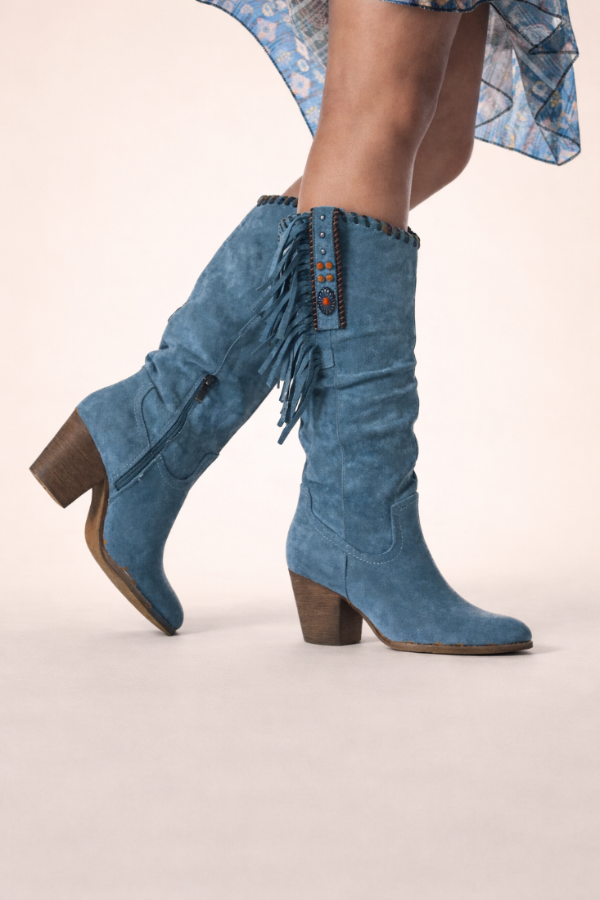Gema | Botas Camperas Mujer con Flecos Tacón Cuadrado