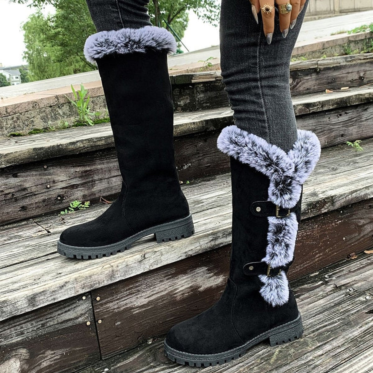 Guadalupe | Botas de Invierno Planas Mujer Caña Alta Felpa