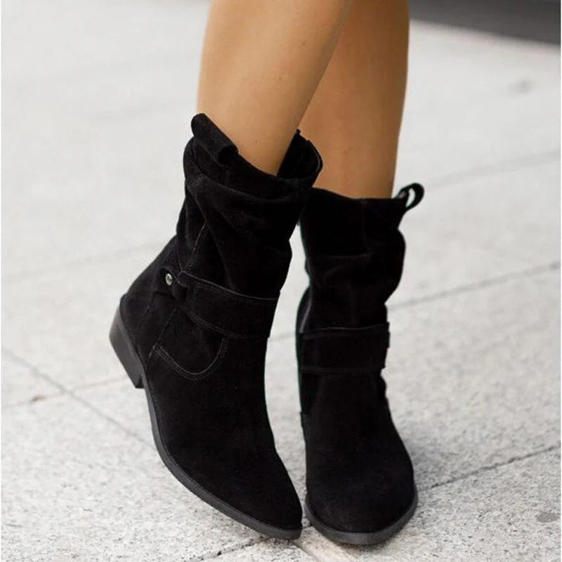 Inés | Botas Cowboy de Ante Mujer Caña Media Slouchy