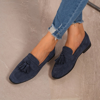 Inés | Mocasines de Ante con Borlas Mujer Planos