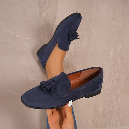 Inés | Mocasines de Ante con Borlas Mujer Planos