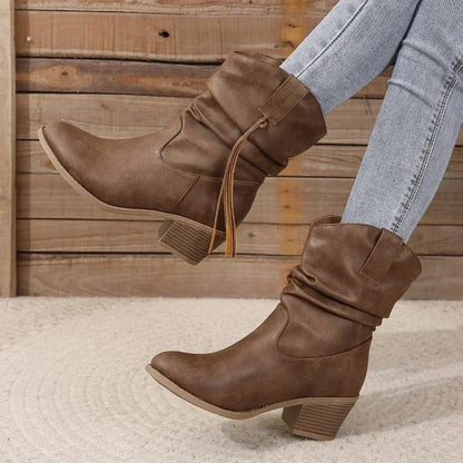 Irene | Botas Cowboy Mujer Ante Caña Media Flecos