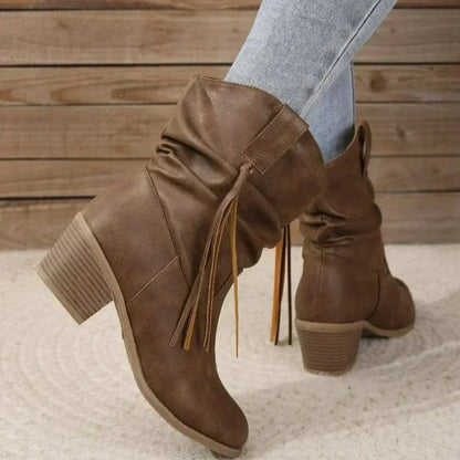 Irene | Botas Cowboy Mujer Ante Caña Media Flecos