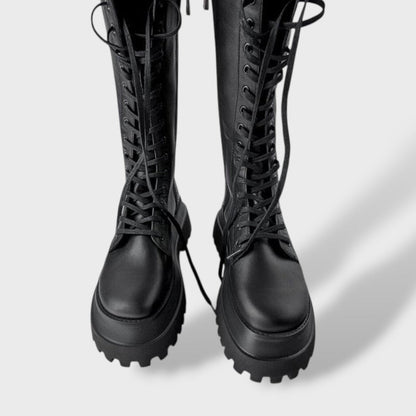 Irene | Botas Militares de Caña Alta Mujer Con Cordones Suela Track