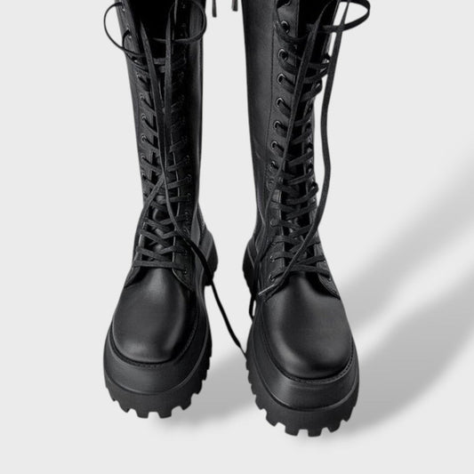 Irene | Botas Militares de Caña Alta Mujer Con Cordones Suela Track