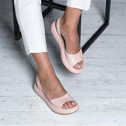 Laia | Sandalias Planas Peep Toe Mujer Slingback