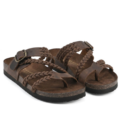 Leire | Sandalias Planas Trenzadas Mujer Hebilla Ajustable