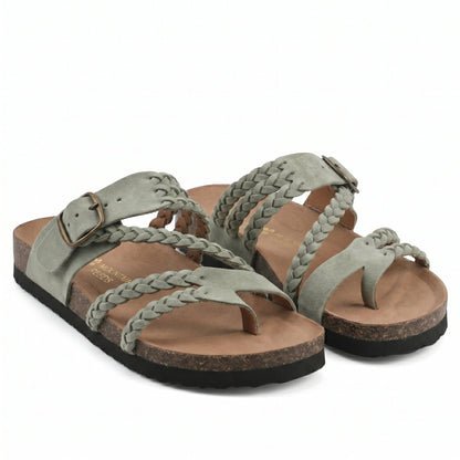 Leire | Sandalias Planas Trenzadas Mujer Hebilla Ajustable