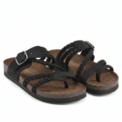 Leire | Sandalias Planas Trenzadas Mujer Hebilla Ajustable