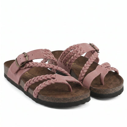 Leire | Sandalias Planas Trenzadas Mujer Hebilla Ajustable