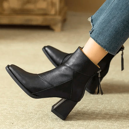 Lola | Botines de Tacón Bloque Mujer Cremallera Lateral