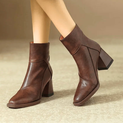 Lola | Botines de Tacón Bloque Mujer Cremallera Lateral