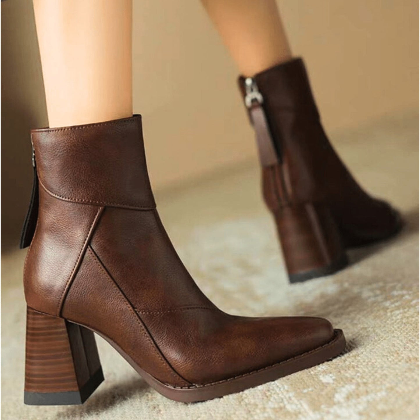 Lola | Botines de Tacón Bloque Mujer Cremallera Lateral