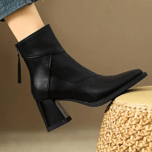 Lola | Botines de Tacón Bloque Mujer Cremallera Lateral