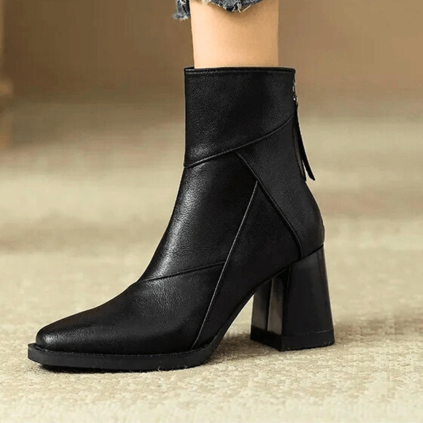 Lola | Botines de Tacón Bloque Mujer Cremallera Lateral