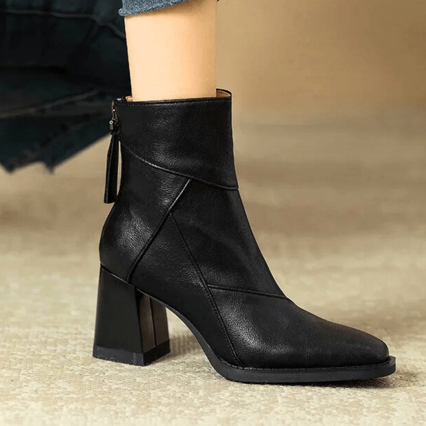 Lola | Botines de Tacón Bloque Mujer Cremallera Lateral