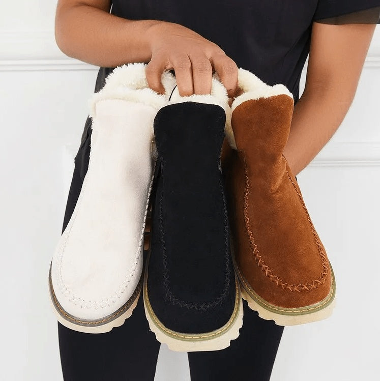 Lorena | Botas Planas de Invierno con Forro Mujer Ante