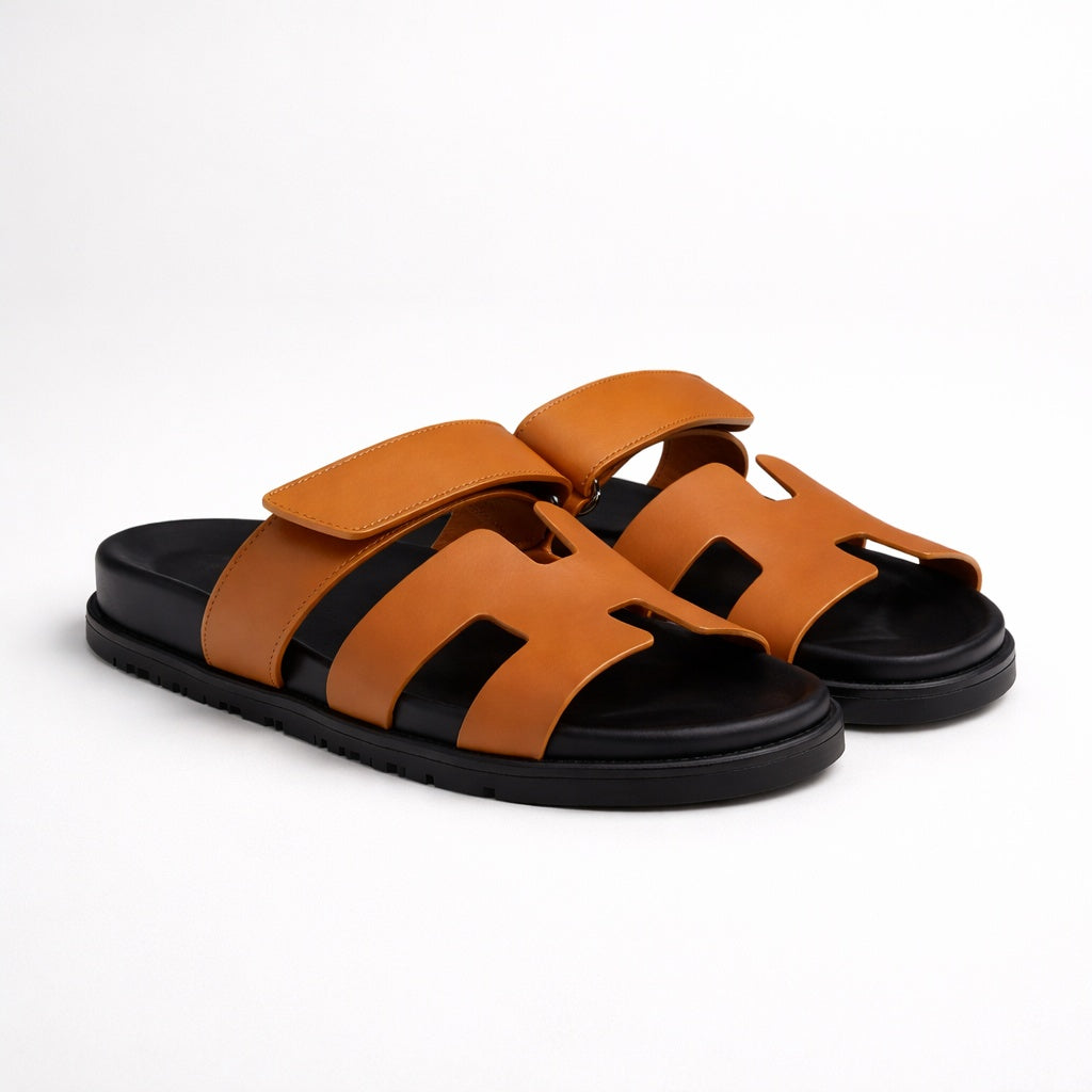 Marcos | Sandalias de Cuero con Velcro Hombre Suela Antideslizante